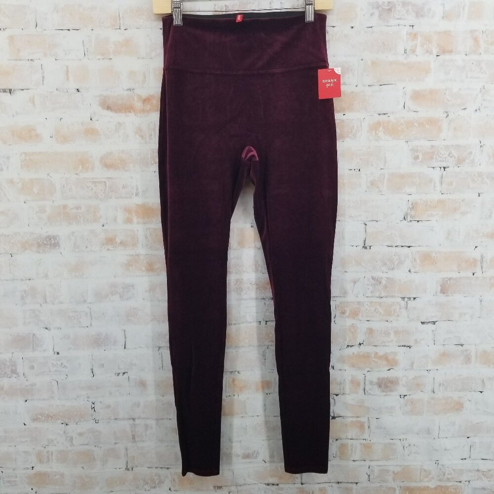 NWT Spanx Girl's Velvet Leggings XL (14-16) Rich Burgundy Red